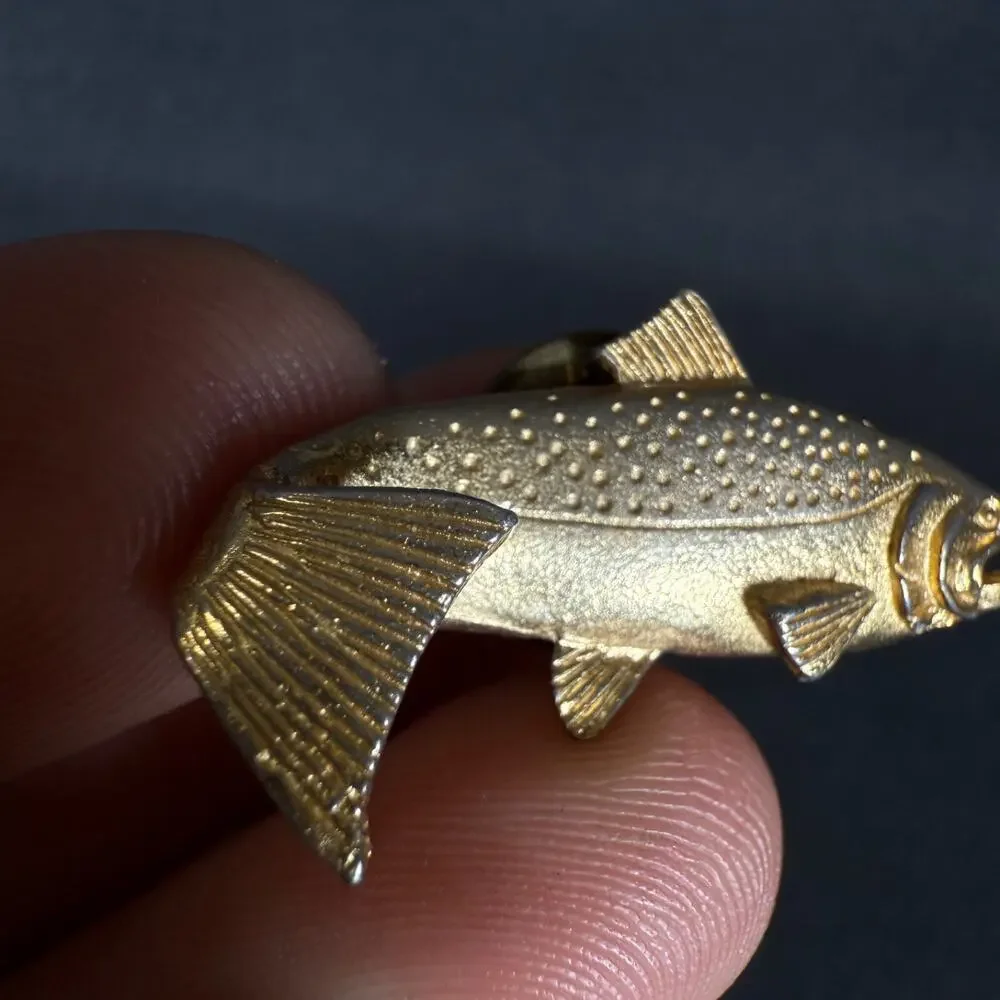 Vintage Ballou Regd Gold-Tone Salmon Fish Lapel Pin Brooch